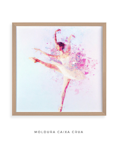 Quadro Aquarela Bailarina Rosa Quadrado