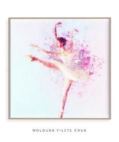 Quadro Aquarela Bailarina Rosa Quadrado - comprar online