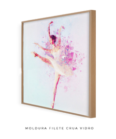 Quadro Aquarela Bailarina Rosa Quadrado - Be decorart | Quadros Online