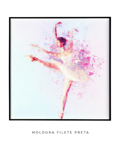 Quadro Aquarela Bailarina Rosa Quadrado