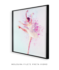 Quadro Aquarela Bailarina Rosa Quadrado - comprar online