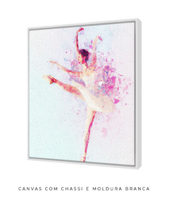 Quadro Aquarela Bailarina Rosa Quadrado