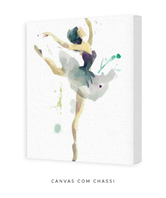 Quadro Aquarela Bailarina Verde Quadrado