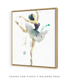 Quadro Aquarela Bailarina Verde Quadrado - comprar online