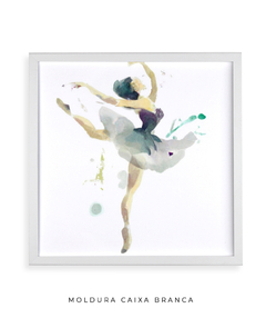 Quadro Aquarela Bailarina Verde Quadrado - Be decorart | Quadros Online