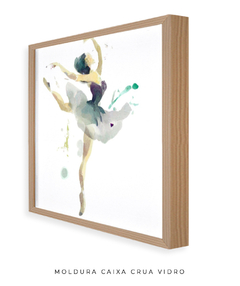 Quadro Aquarela Bailarina Verde Quadrado