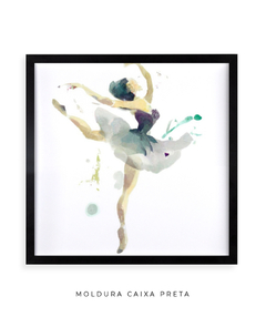 Quadro Aquarela Bailarina Verde Quadrado - Be decorart | Quadros Online