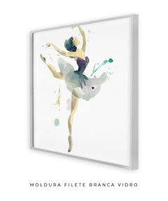 Quadro Aquarela Bailarina Verde Quadrado