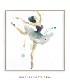 Quadro Aquarela Bailarina Verde Quadrado - comprar online