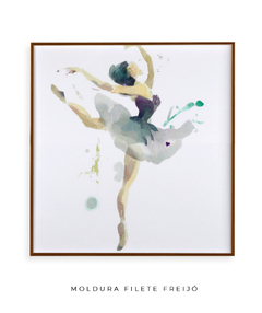 Quadro Aquarela Bailarina Verde Quadrado - Be decorart | Quadros Online