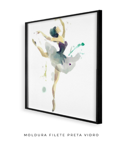 Quadro Aquarela Bailarina Verde Quadrado