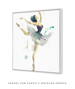 Quadro Aquarela Bailarina Verde Quadrado