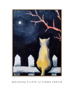 Quadro Aquarela Gato em Silêncio - Be decorart | Quadros Online