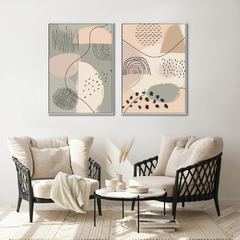 Quadro Dupla Abstract Tons Neutros 1