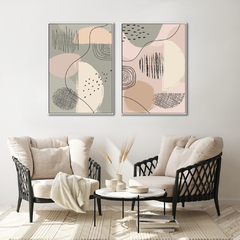 Quadro Dupla Abstract Tons Neutros 3