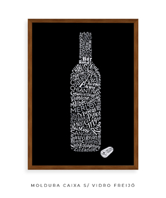 Quadro Garrafa Vinho Palavras - comprar online