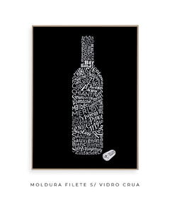 Quadro Garrafa Vinho Palavras - comprar online