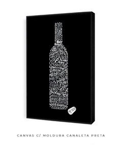 Quadro Garrafa Vinho Palavras - comprar online