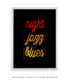 Quadro Palavras Neon Night Jazz Blues - Be decorart | Quadros Online