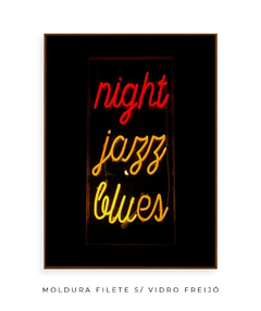 Quadro Palavras Neon Night Jazz Blues - Be decorart | Quadros Online