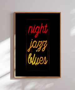 Quadro Palavras Neon Night Jazz Blues - loja online