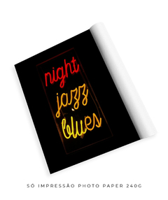 Quadro Palavras Neon Night Jazz Blues