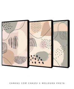 Quadro Trio Abstract Tons Neutros - Be decorart | Quadros Online