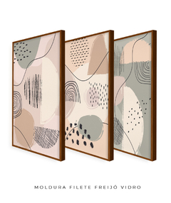 Quadro Trio Abstract Tons Neutros - Be decorart | Quadros Online