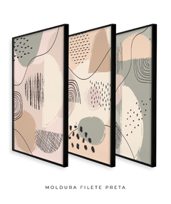 Quadro Trio Abstract Tons Neutros - loja online