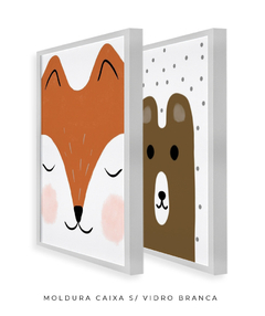 Quadros Dupla Infantil Raposa e Urso - Be decorart | Quadros Online