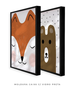 Quadros Dupla Infantil Raposa e Urso - comprar online