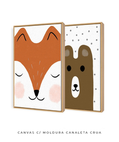 Quadros Dupla Infantil Raposa e Urso - comprar online