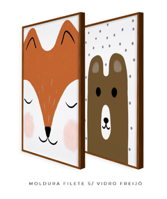 Quadros Dupla Infantil Raposa e Urso - Be decorart | Quadros Online