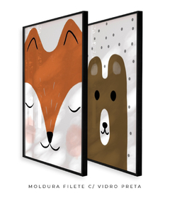 Quadros Dupla Infantil Raposa e Urso - comprar online