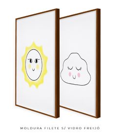 Quadros Dupla Infantil Sol e Nuvem - Be decorart | Quadros Online