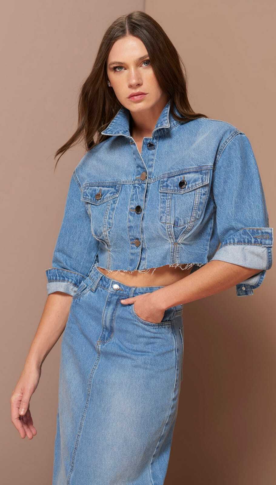 JAQUETA CROPPED JEANS AF