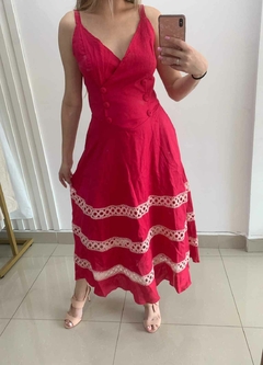 VESTIDO MIDI EM LINHO ROSA DAHLIA na internet