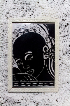 Quadro mulher africana pensando na vida