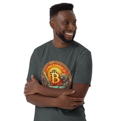 Camiseta bitcoin wooden shield unissex com mangas curtas - comprar online