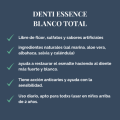 Crema Dental Sin Flúor en Tubo Blanco total- Denti Essence - Yaku ecotienda