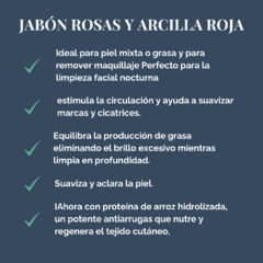 JABÓN ROSAS Y ARCILLA ROJA 90g - Yaku ecotienda