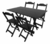 Conjunto Mesa Dobrável 120x70 com 4 cadeiras de madeira - Preto