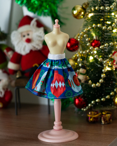 Blue Christmas Skirt with Ornaments and Bells