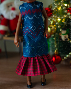 Straight Christmas Dress with Ruffles