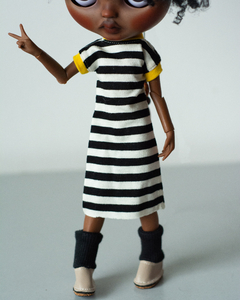 Dress - Black and White Striped