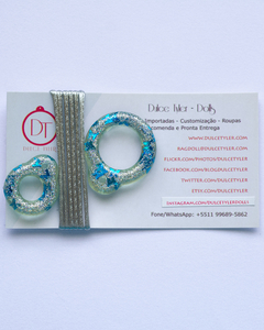 Pullring transparente e brilhos blue