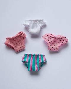 Set 4 panties for Blythe - White, pink and turquoise