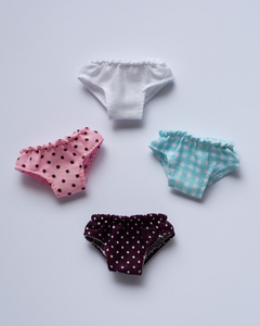 Set 4 panties for Blythe - White, pink, blue and purple
