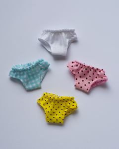 Set 4 panties for Blythe - white, yellow, pink and blue