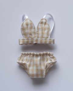 Beige Plaid Lingerie Set